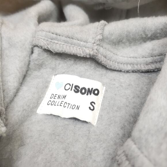 Ci Sono Denim Collection Hooded Denim Jacket Black Cropped Womens Small Zip Up - Picture 11 of 13
